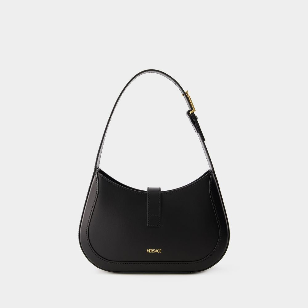 Versace Greca Goddess Small Hobo Bag - Leather - Black