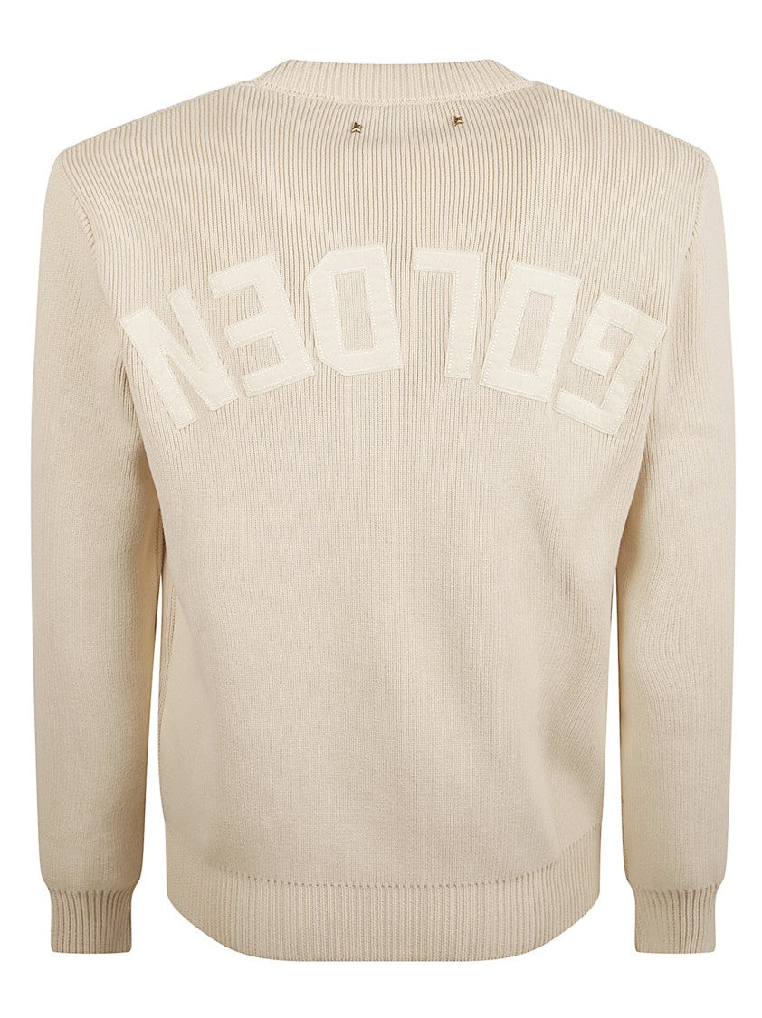 Golden Goose Ribbed Knit Sweater With Double Star Logo