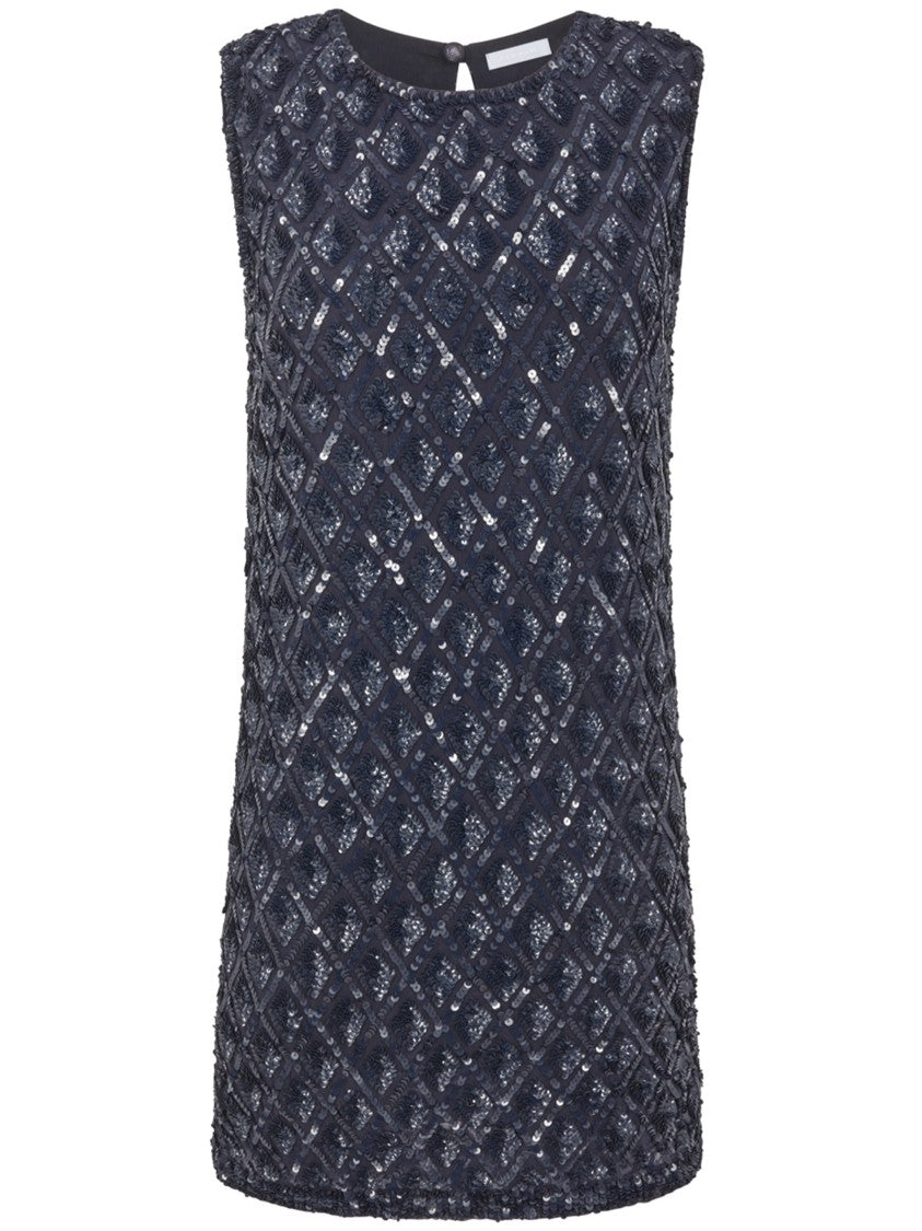 P.A.R.O.S.H. Intricate Embroidery Round Neck Polyamide Mini Dress