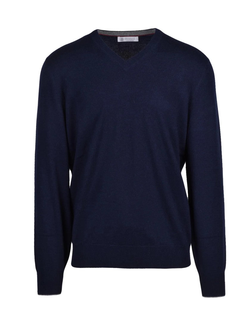 Brunello Cucinelli V-Neck Pullover Sweater In Soft Cashmere