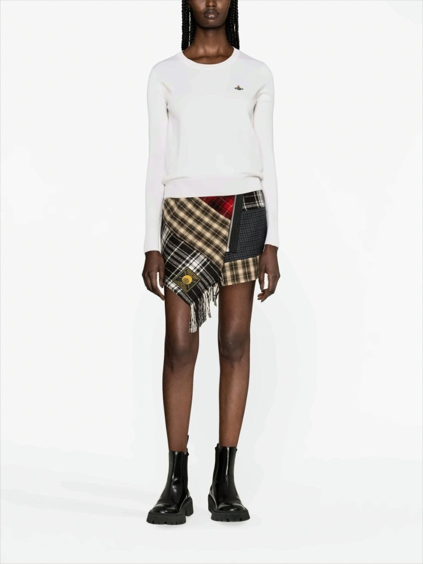 Vivienne Westwood Fitted White Knit Top With Round Neckline