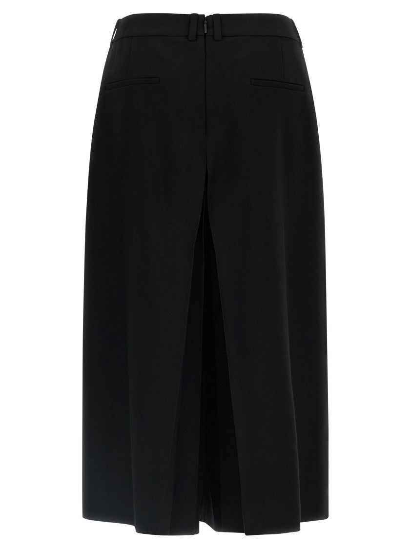 Saint Laurent Midi Wool Skirt With Silk Lining