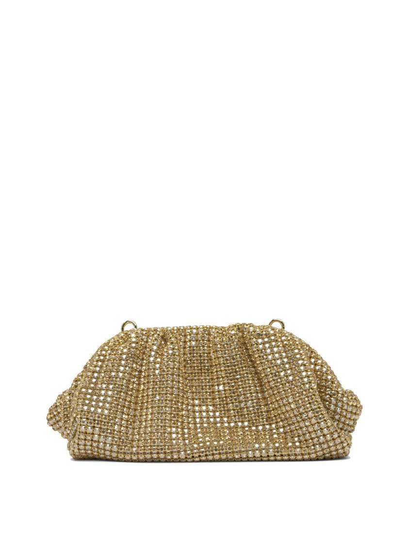 Self-Portrait Gold Chainmail Evening Clutch With Elegant Gathered Design