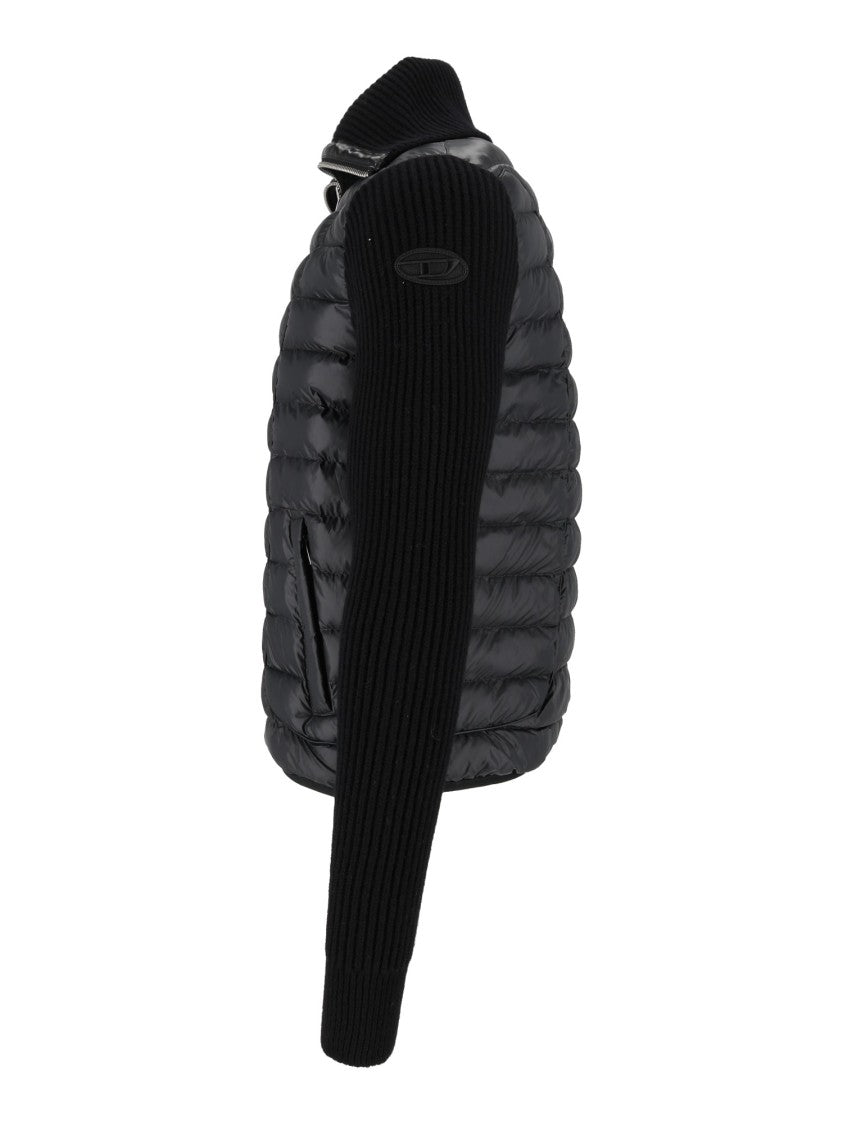 Diesel Quilted Padded Knit-Sleeve Jacket