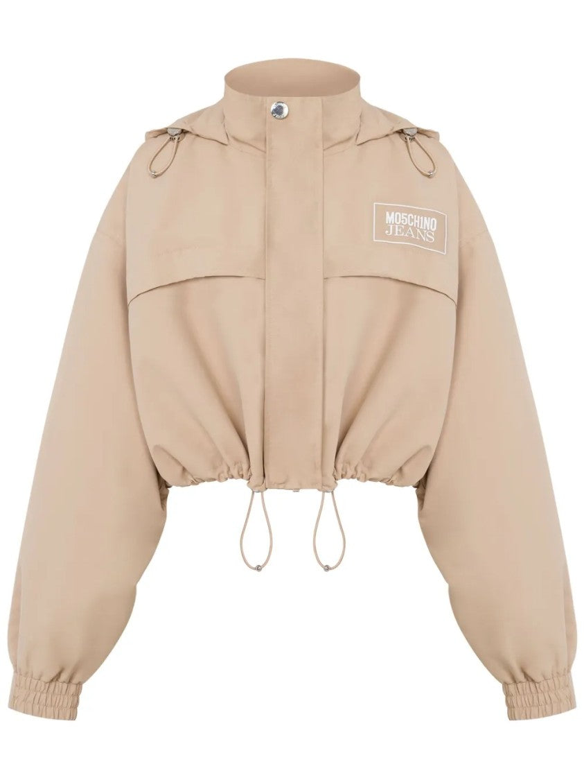 Moschino Structured Neutrals Stand Collar Zipper Jacket