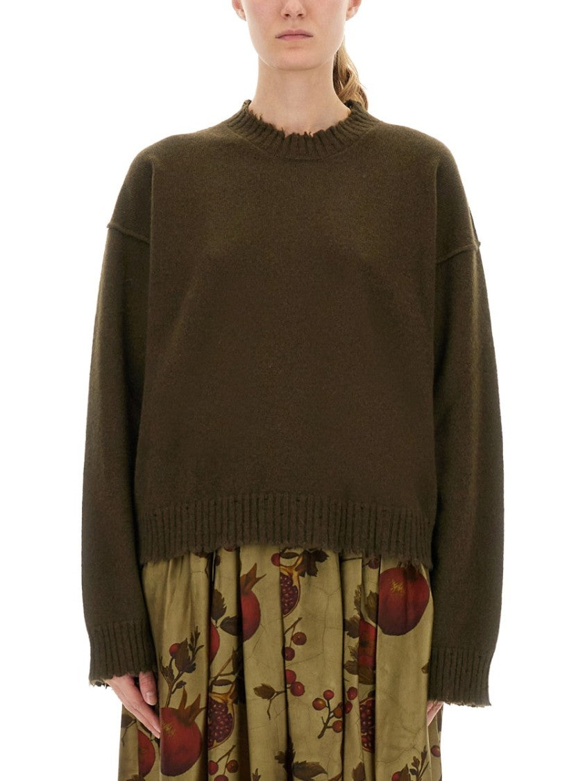 Uma Wang Boxy Cashmere Sweater With Frayed Edge Detail