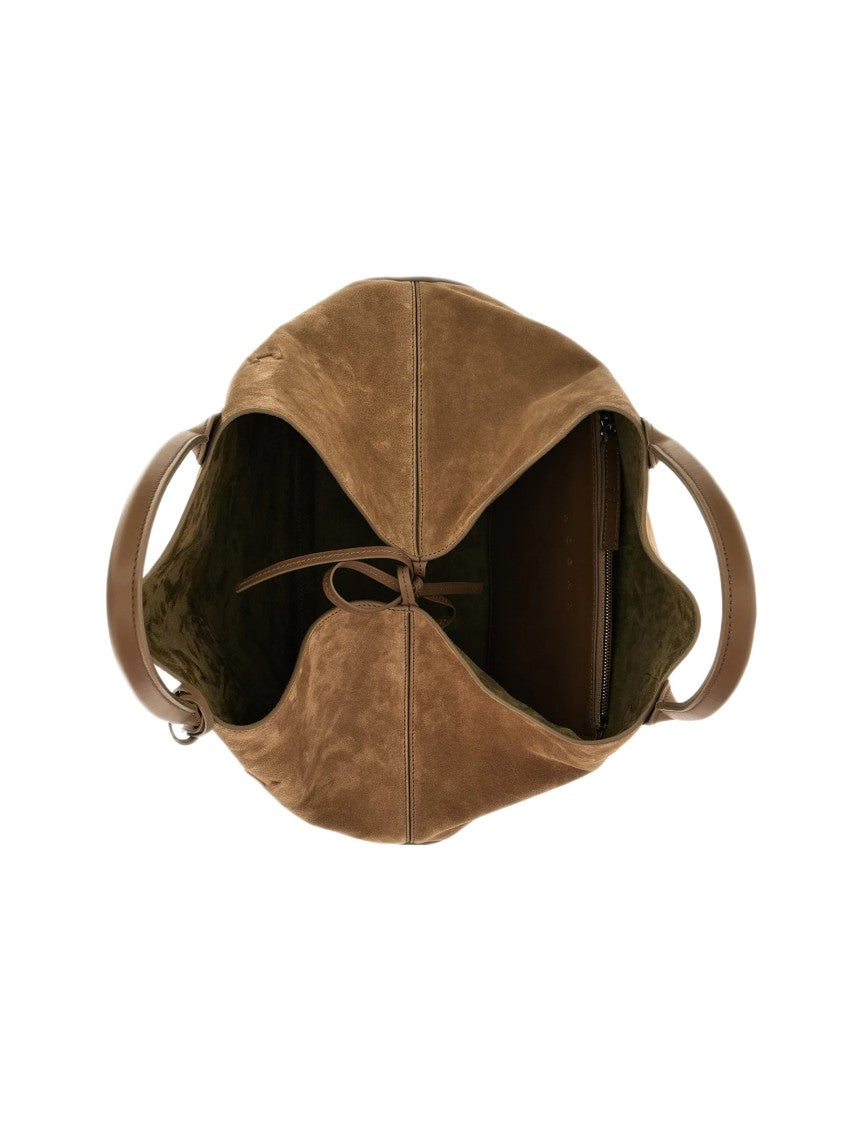 Hogan Spacious Suede Tote Bag With Leather Accents