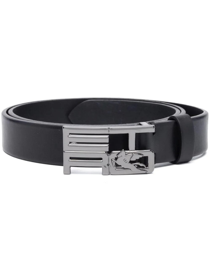 Etro Smooth Black Cow Leather Belt