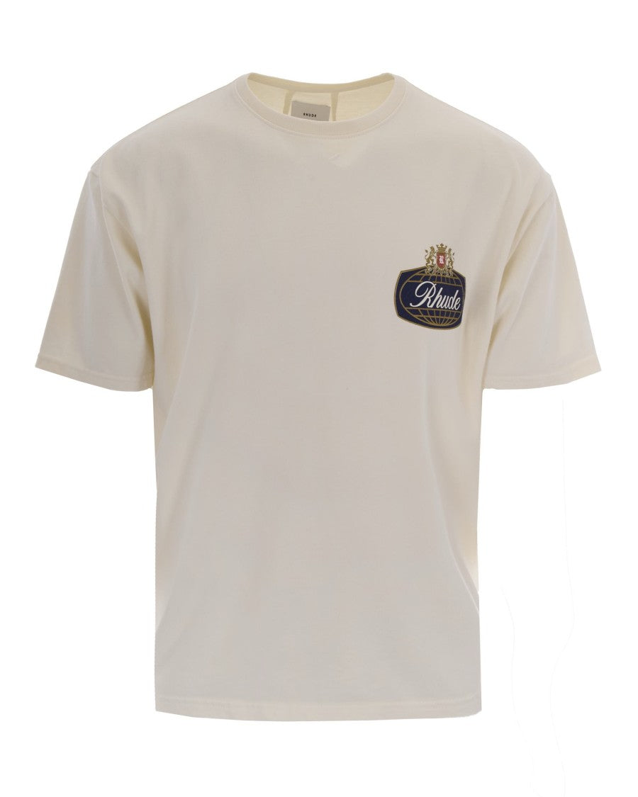 Rhude Washed Vintage White Safari Crest Cotton T-Shirt