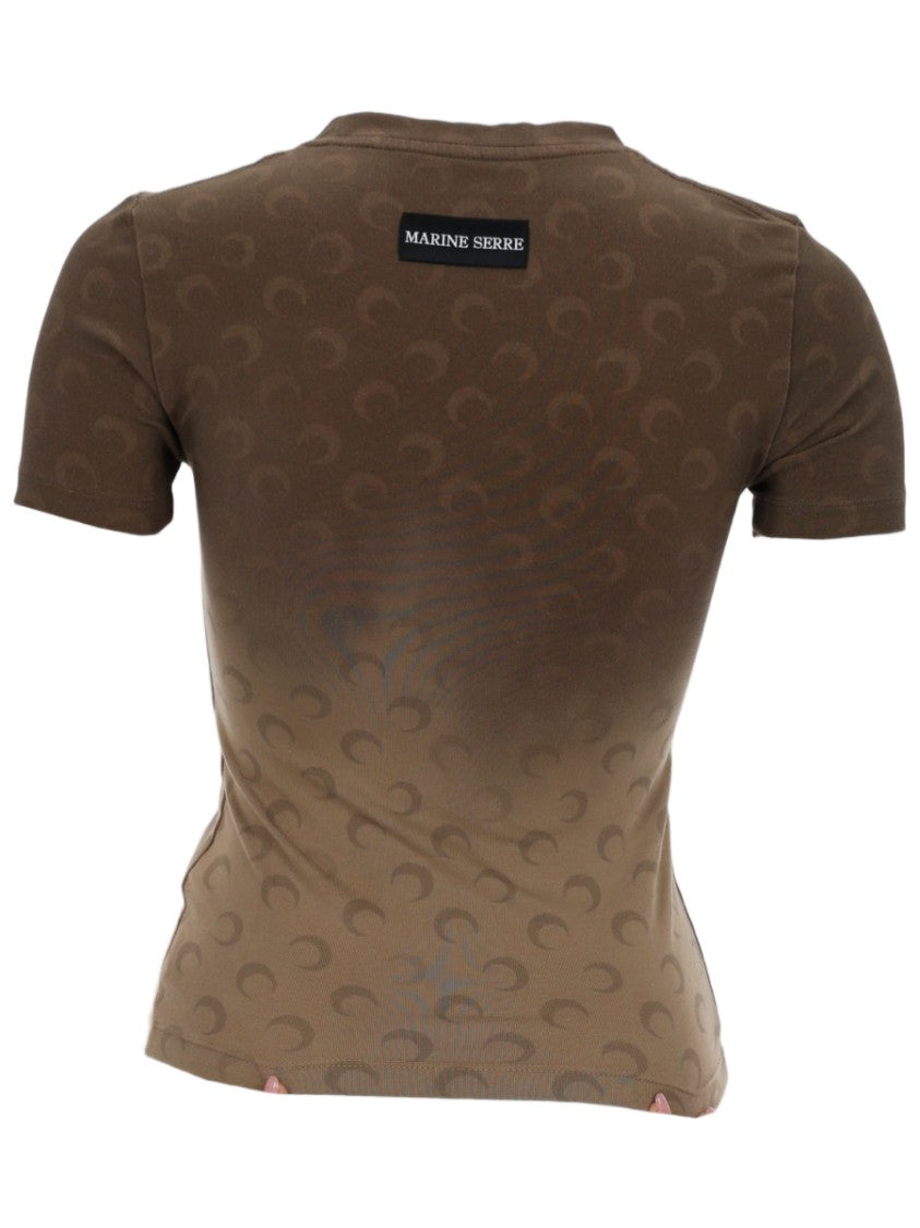 Marine Serre Faded Moon Crescent Cotton Printed T-Shirt