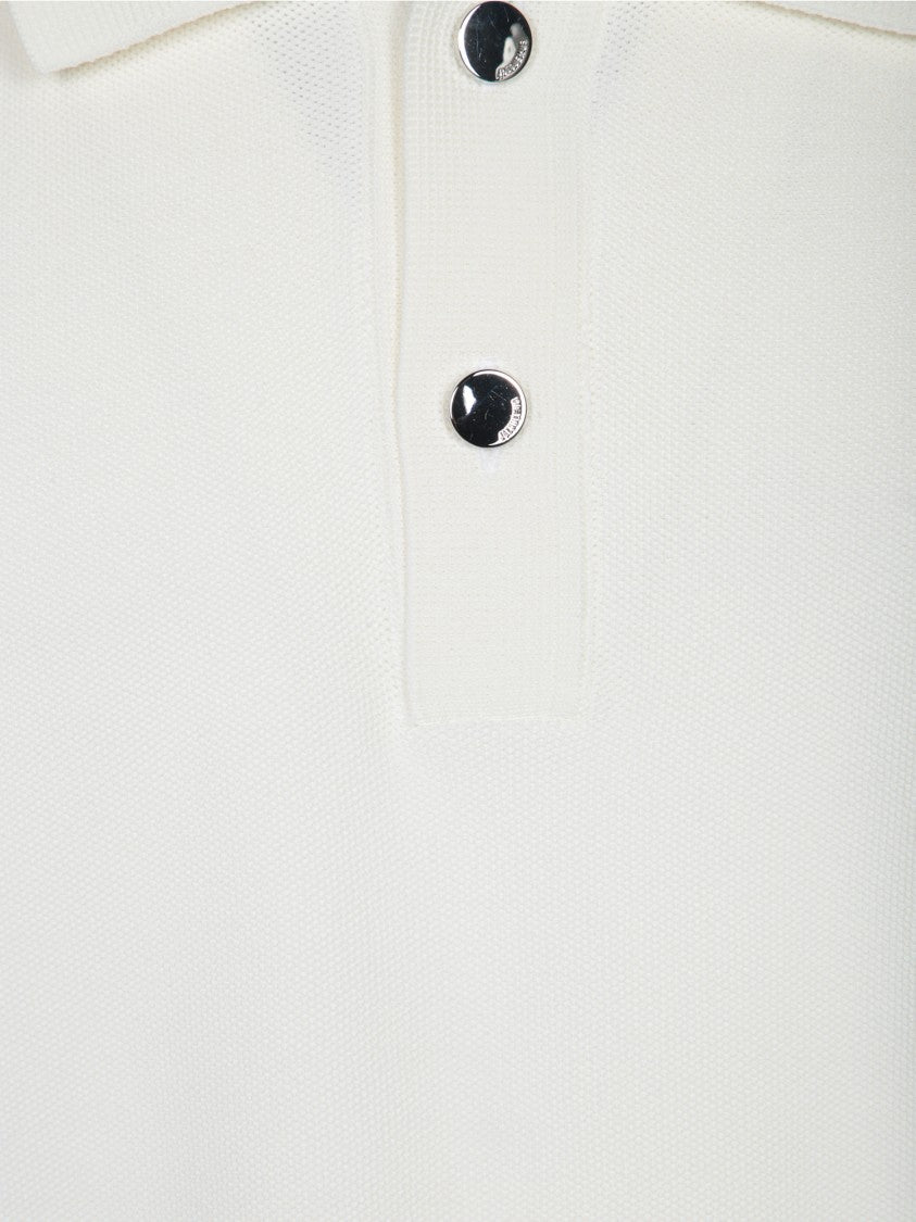 Jacquemus White Polo Sweater With Unique Button Closure