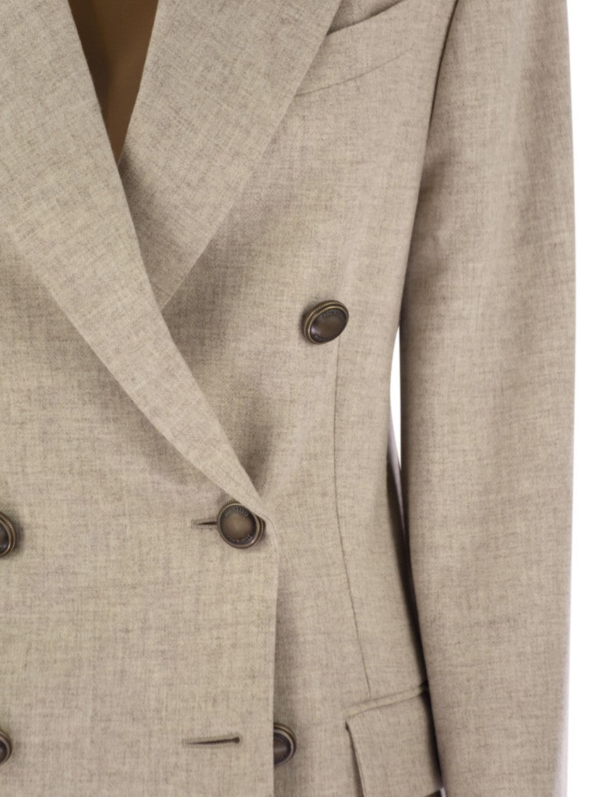 Brunello Cucinelli Virgin Wool And Cashmere Twill Flannel Jacket