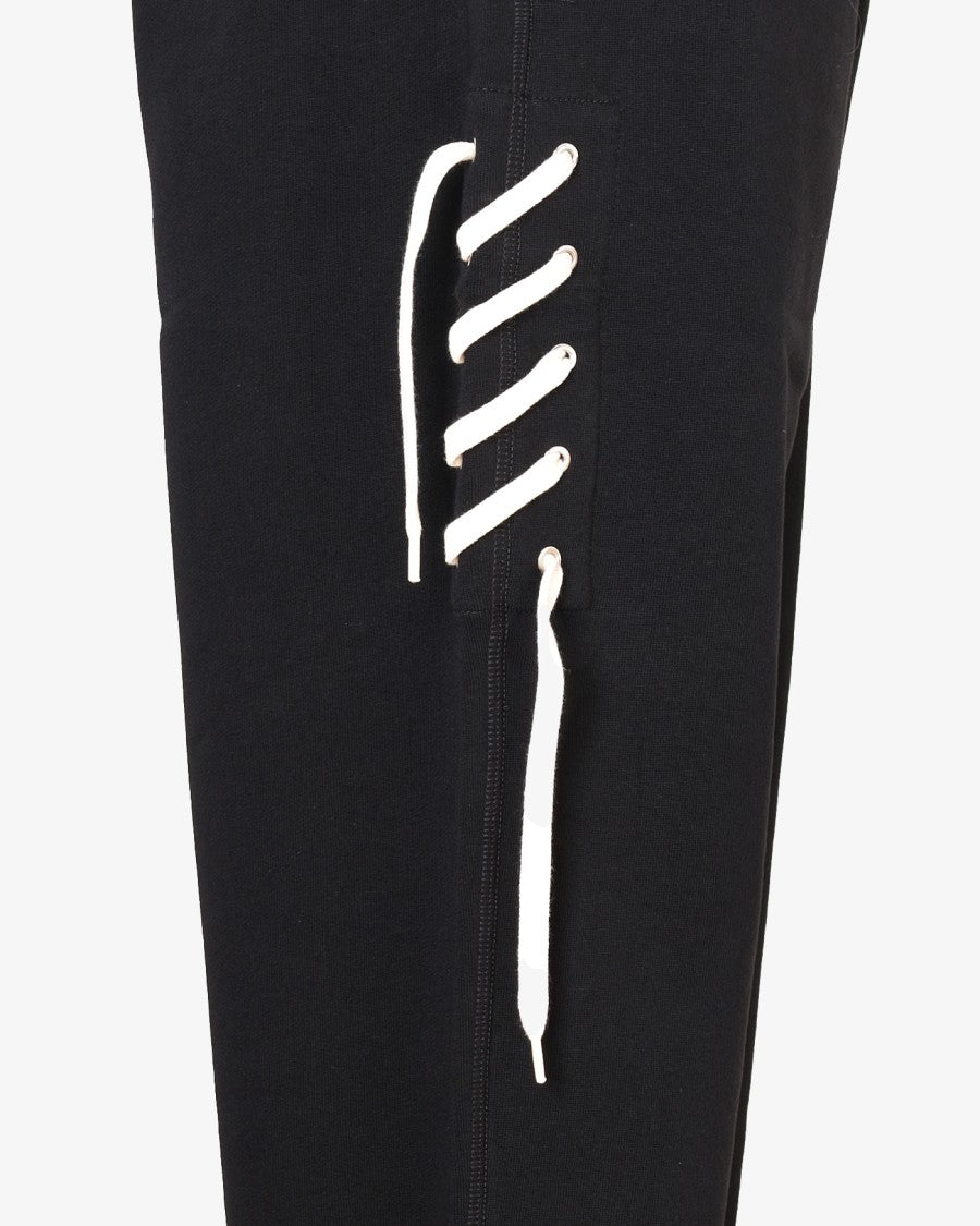 Craig Green Black Cotton Sweatpants With Cream Lace Detail