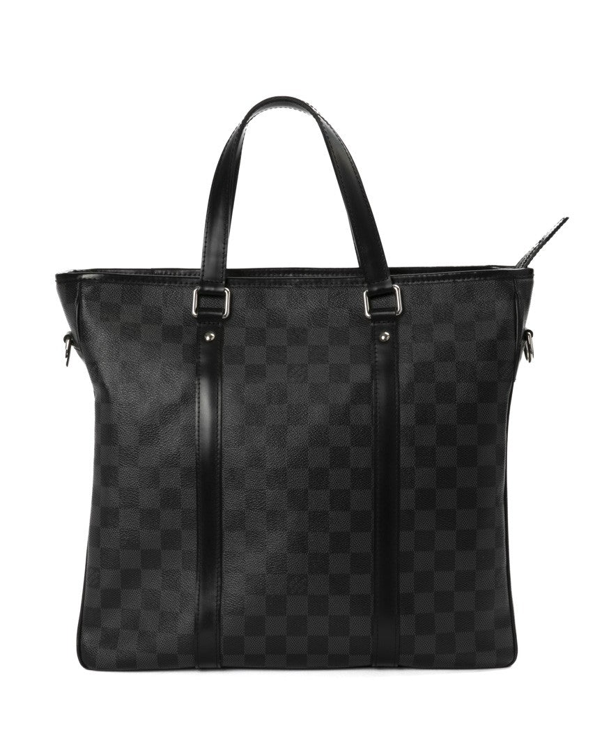 Louis Vuitton Gm Tote Bag In Damier Graphite Canvas With Leather Accents