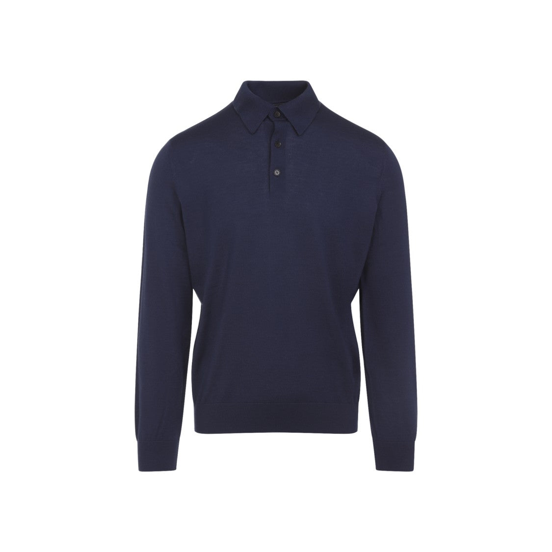 Zegna Medium Blue Cashmere And Silk Mulberry Polo