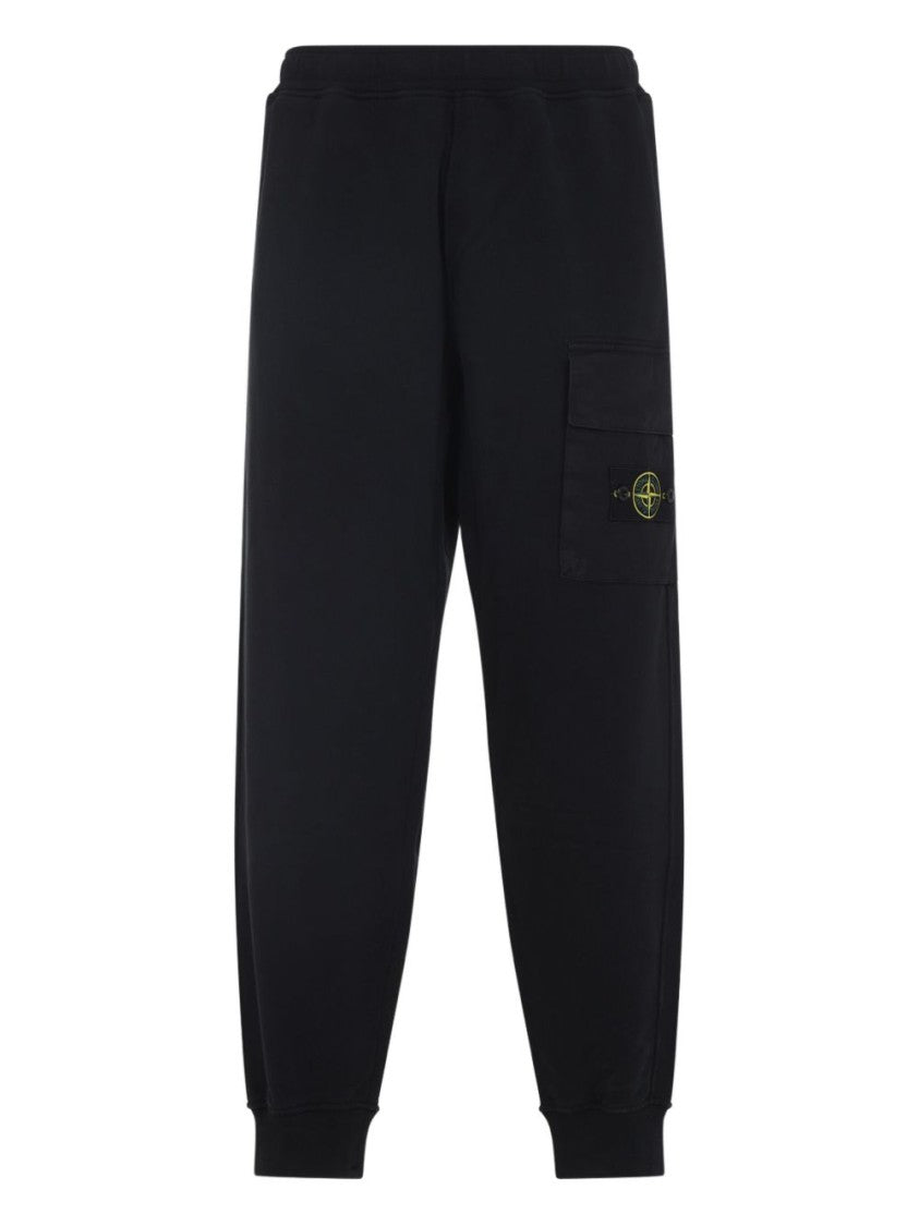 Stone Island Classic Fit Black Trousers With Tapered Leg