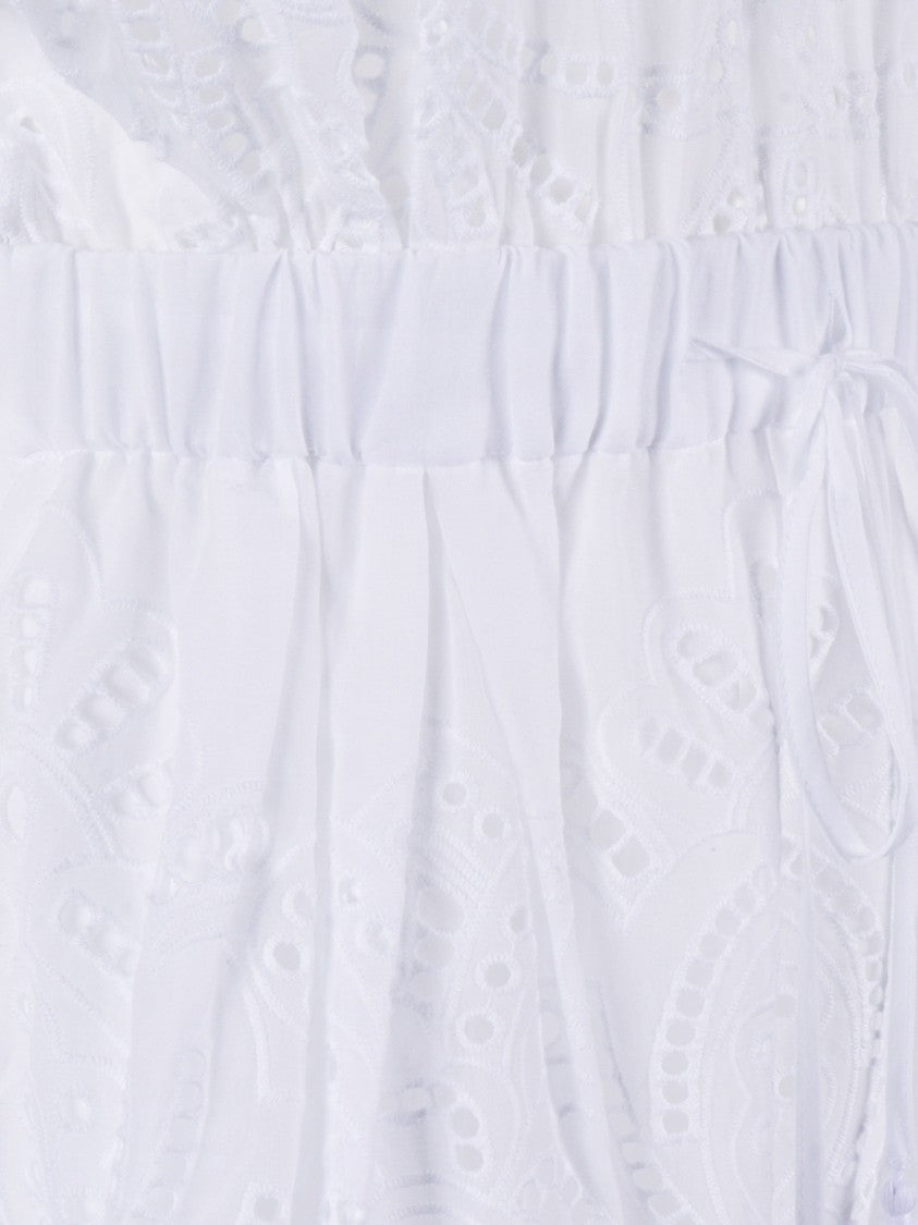 Ermanno Scervino Eyelet Embroidery Cinched Mini Dress