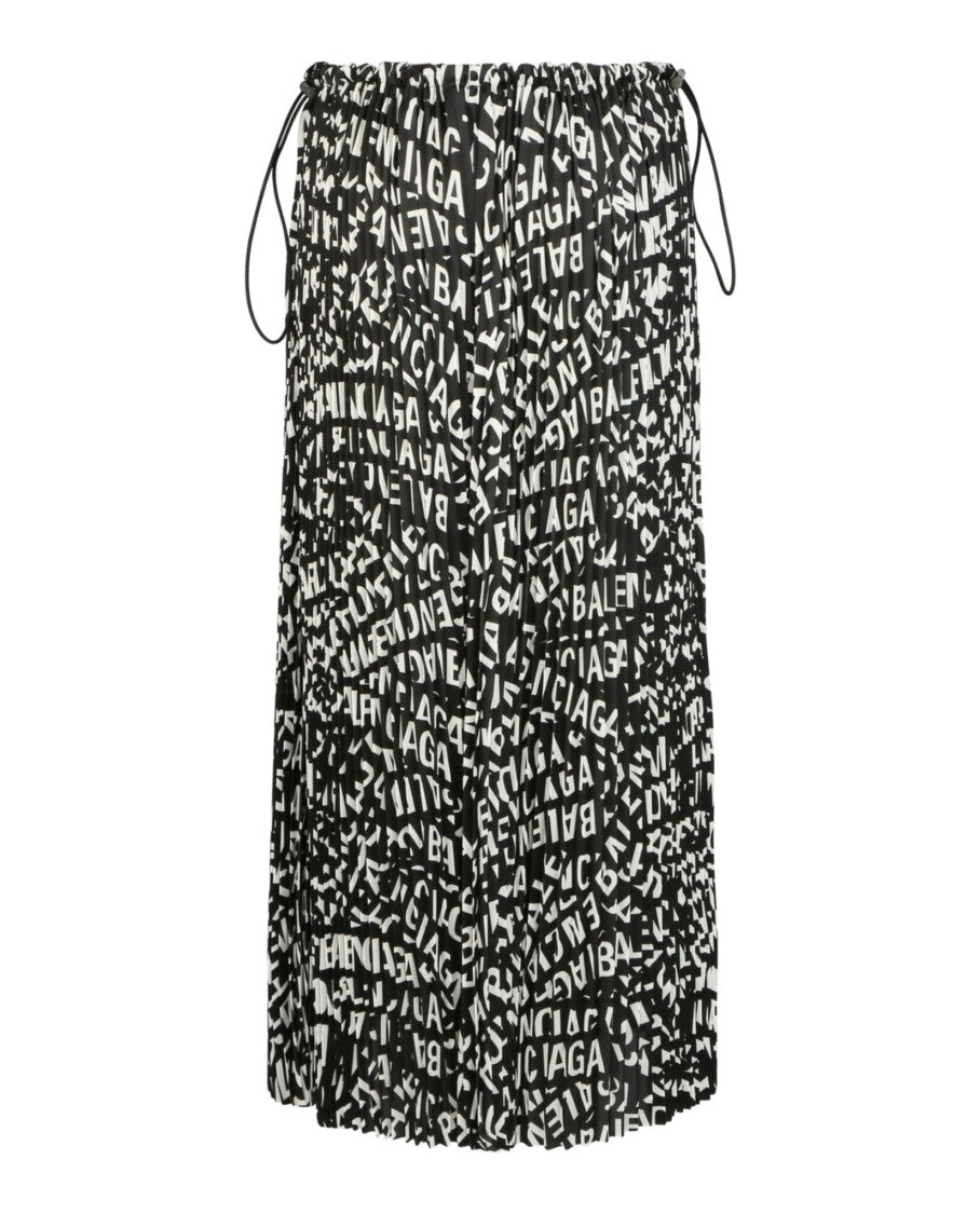Balenciaga Pleated Midi Skirt With Signature Logo Strips