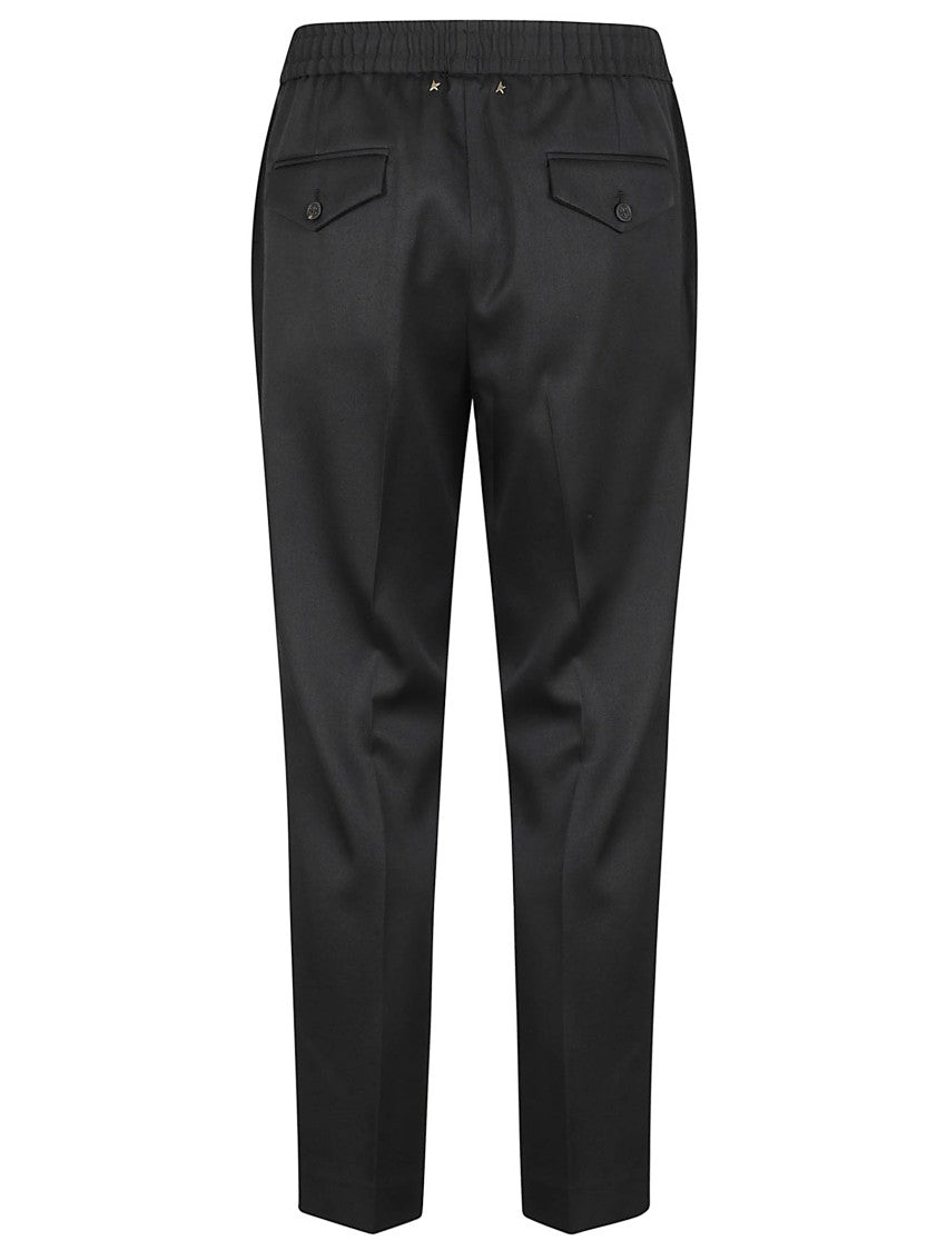 Golden Goose Virgin Wool Twill Trousers With Gold-Tone Logo Detail