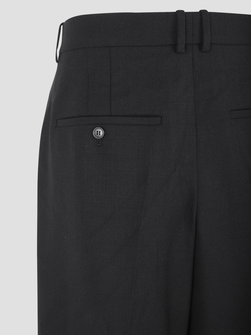 Saint Laurent Black Tailored Flat Trousers With Clean Waistband