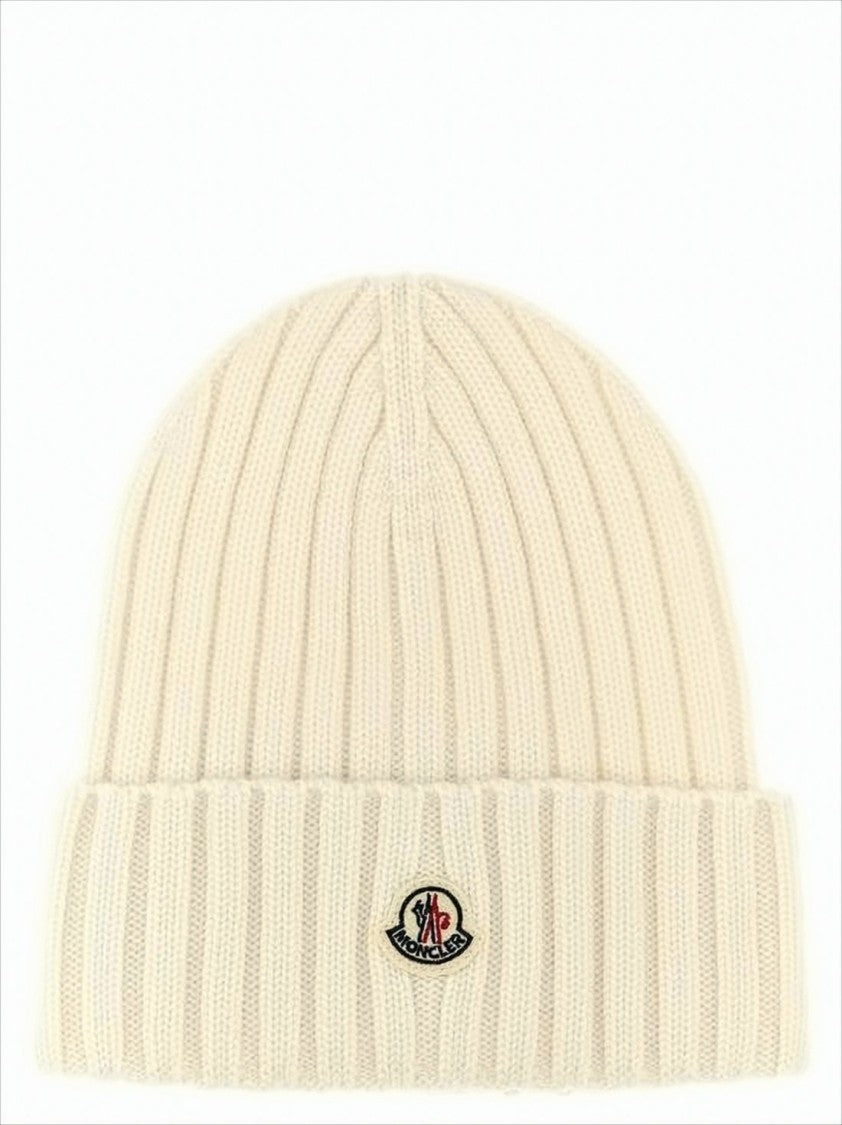 Moncler Ribbed Knit Beanie With Folded Cuff And Logo Patch