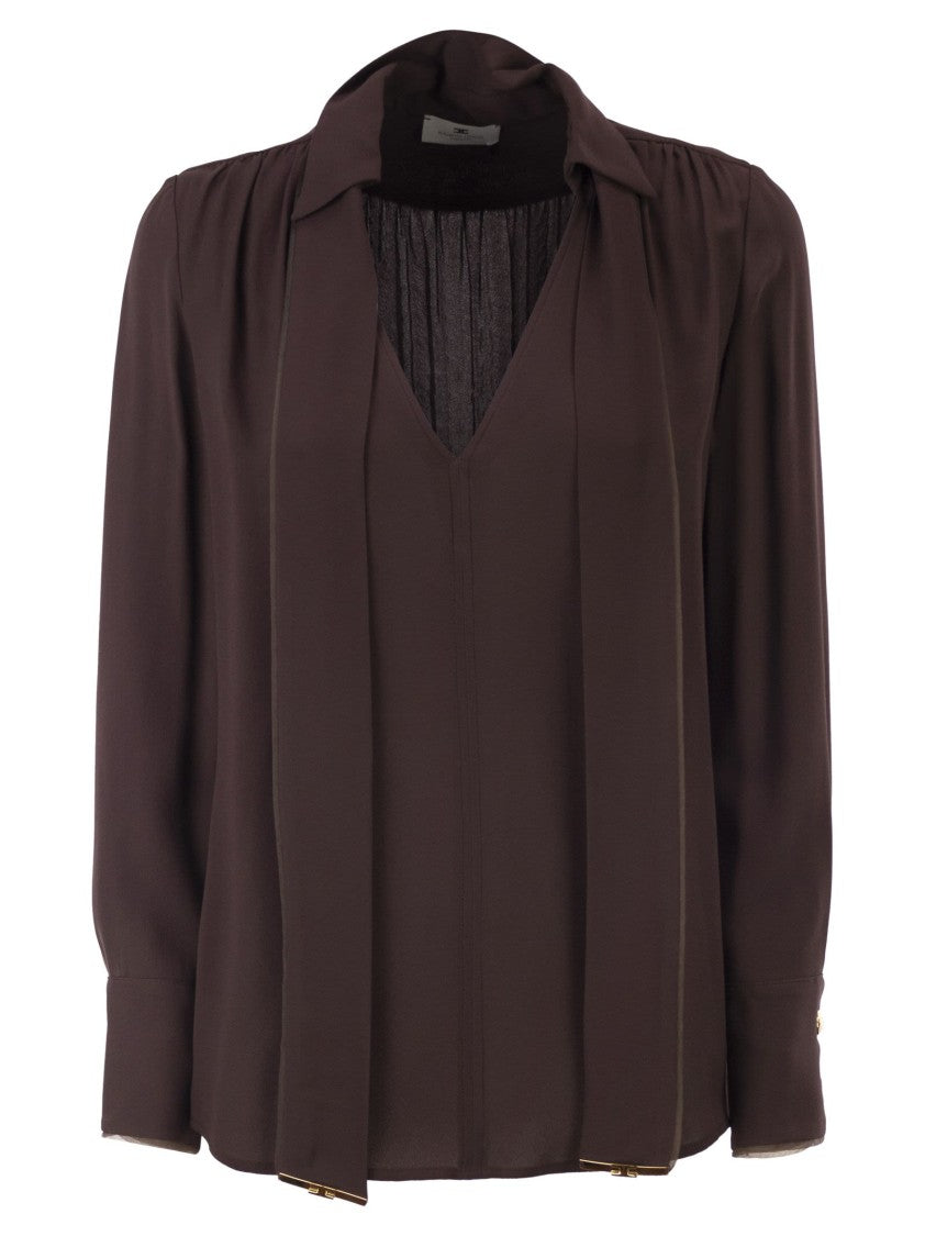 Elisabetta Franchi Viscose Georgette Shirt With Sash