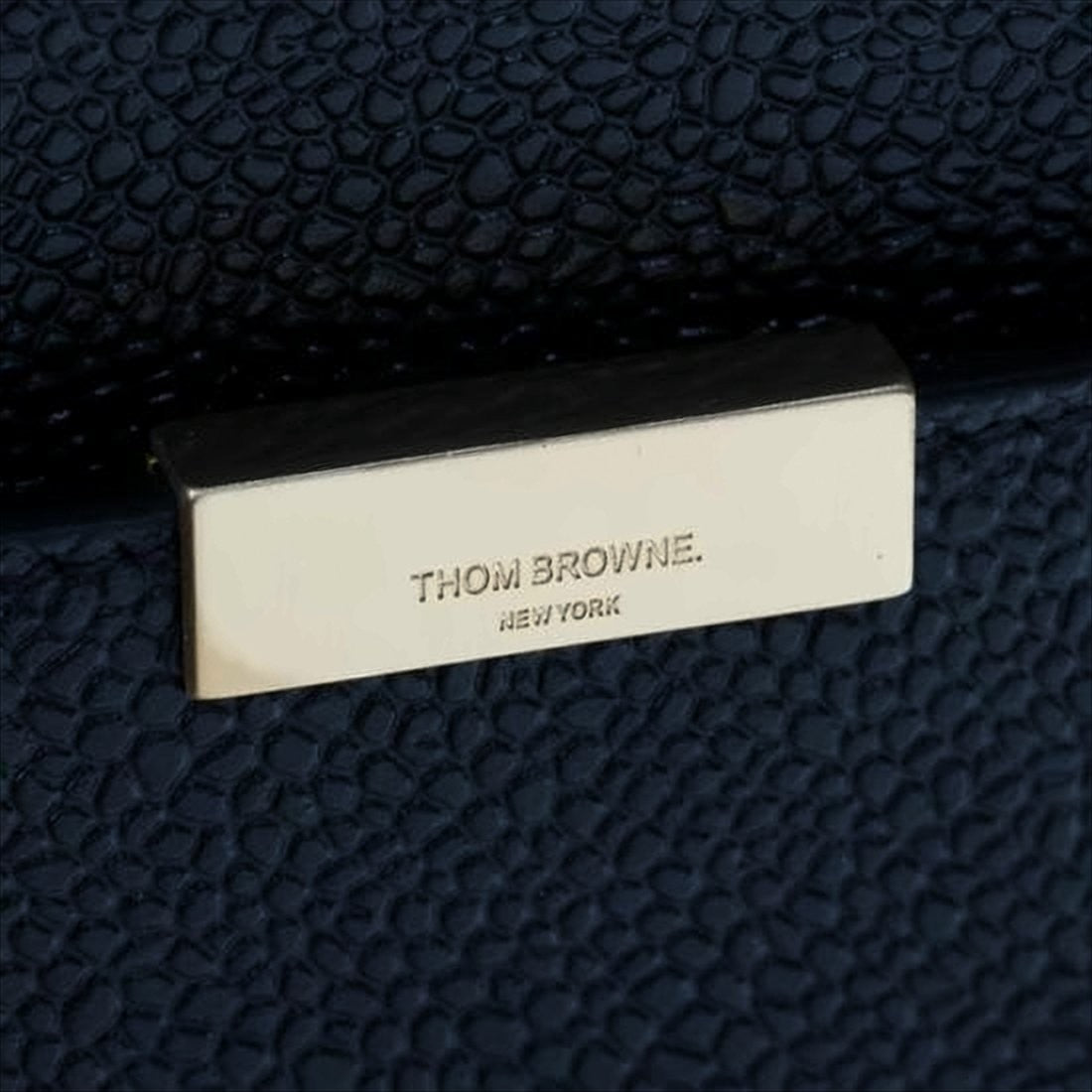 Thom Browne Textured Leather Clutch With Gold-Zipper Closure And Tricolor Accents