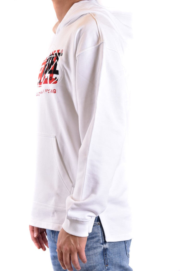 Diesel White Cotton Logo-Print Hoodie