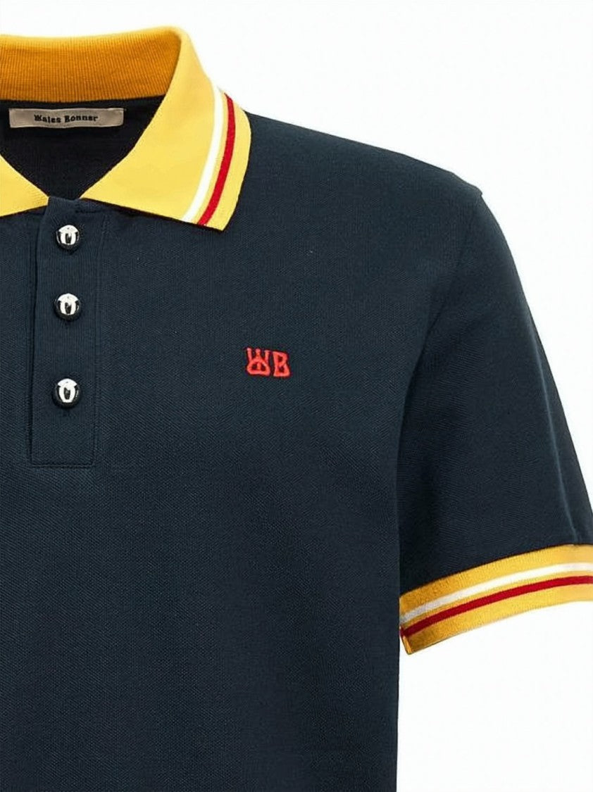 Wales Bonner Contrasting Collar Short Sleeve Polo Shirt