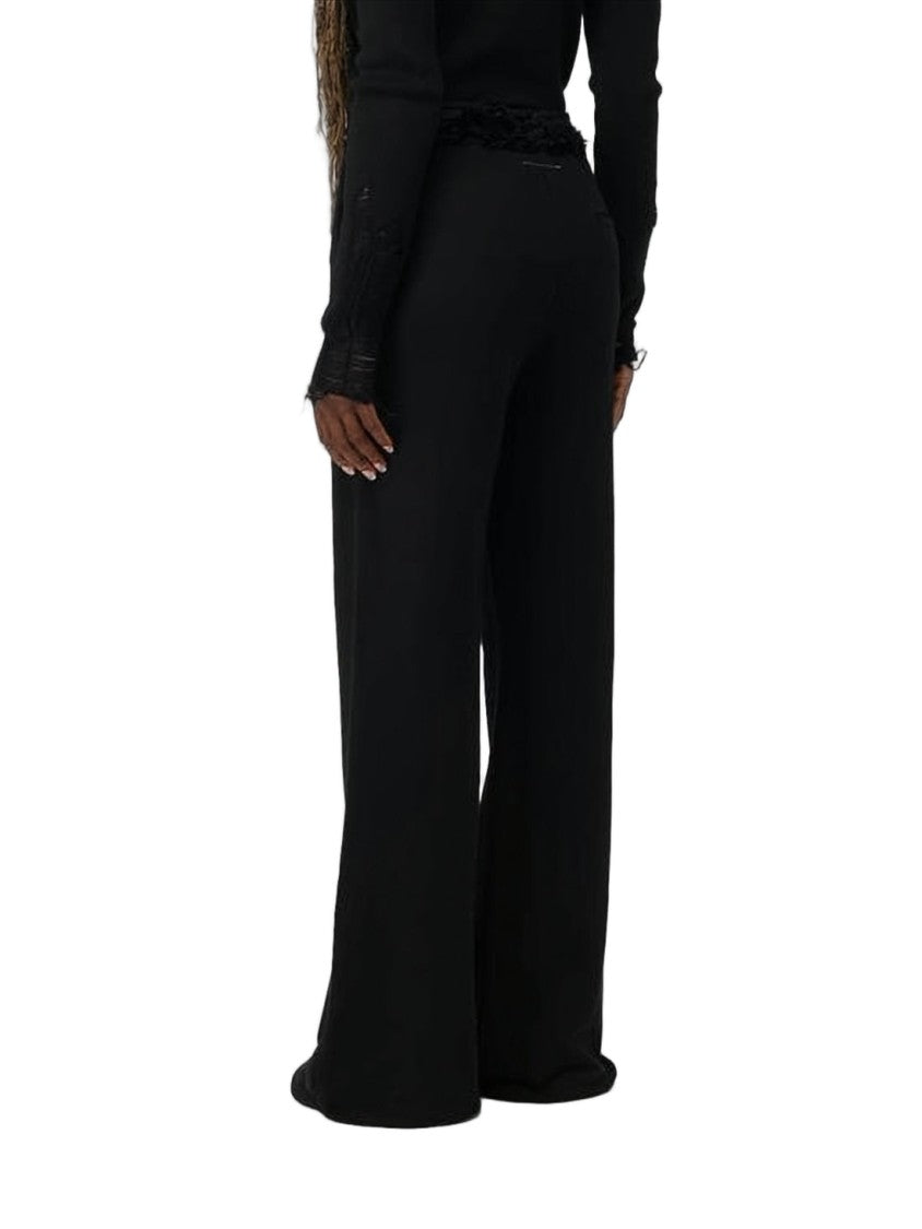 Mm6 By Maison Margiela Relaxed Fit Flared Jogger Pants In Black Cotton