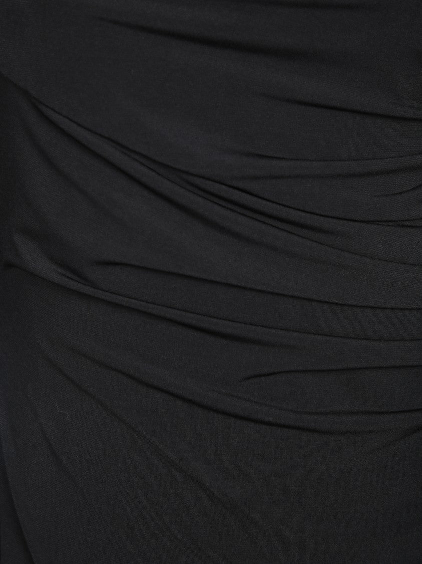 Blanca Vita One-Shoulder Draped Black Evening Dress With Gathered Detailing