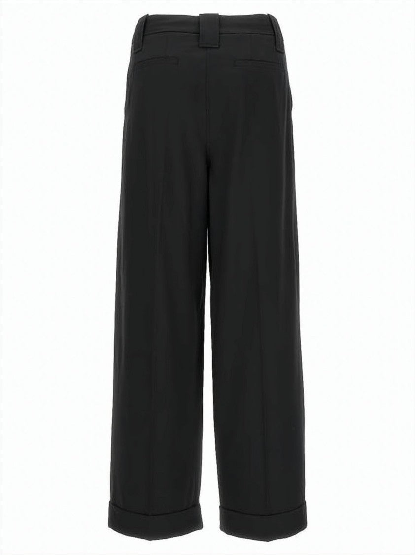 Ganni Tailored Wide-Leg Suit Pants With Front Pleats