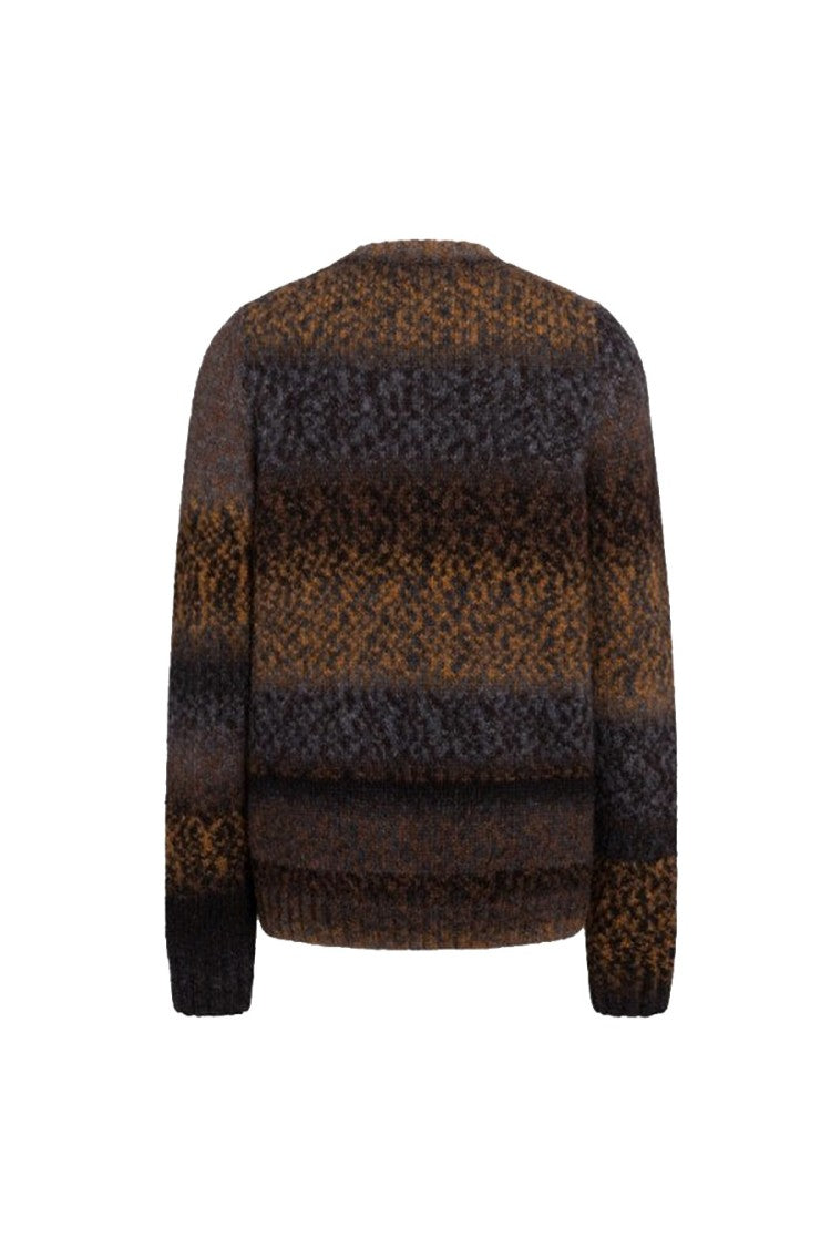 Dondup Brown Ombre-Stripe Chunky Knit Wool-Blend Sweater
