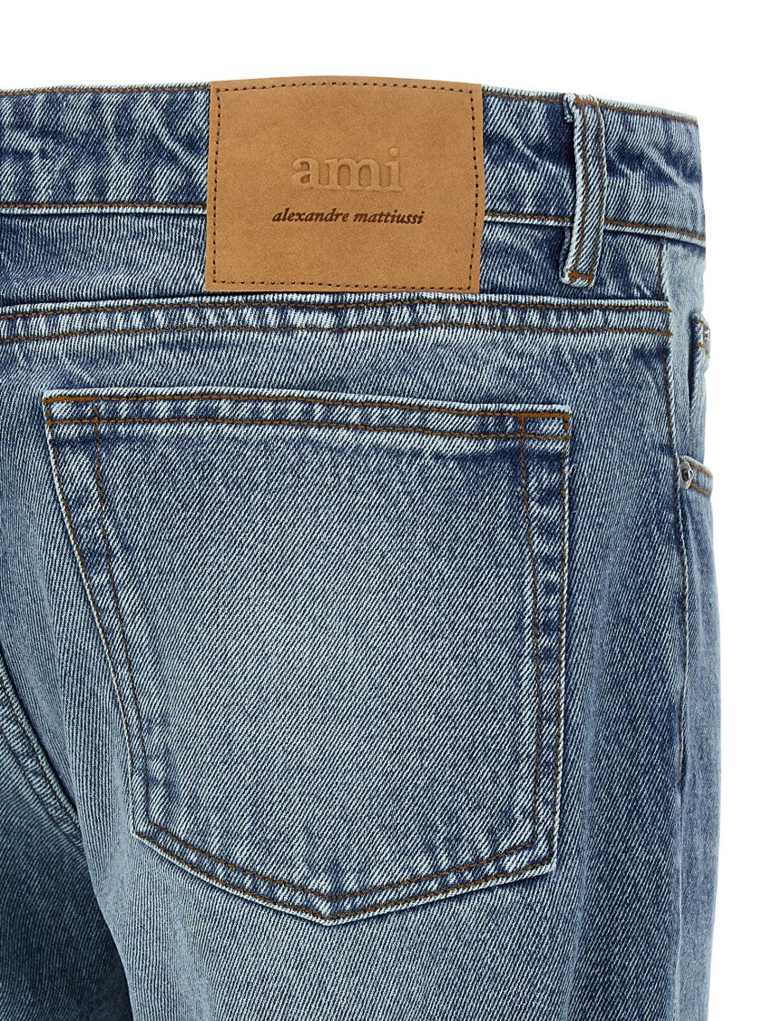 Ami Delavé Finish Straight Leg Denim Jeans With Button Closure