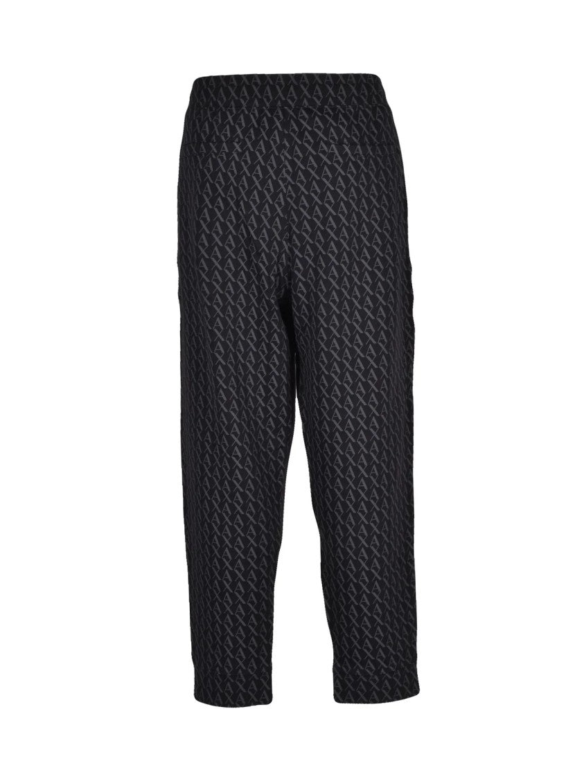 Armani Exchange Relaxed-Fit Grey Track Pants With Geometric Texture
