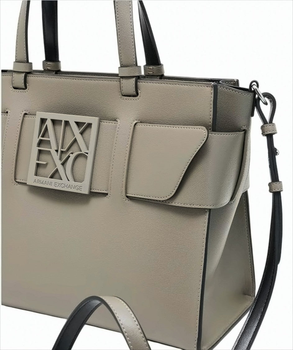 Armani Exchange Structured Beige Tote Bag