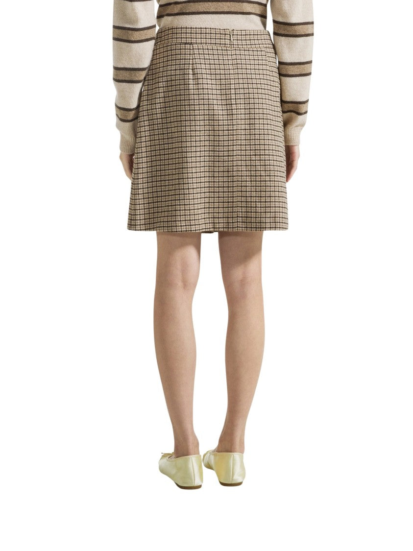 Seventy Venezia Pied De Poule Pleated Wool-Blend Mini Skirt