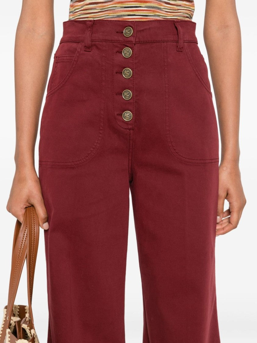 Etro Bordeaux Flared Jeans With High Waist