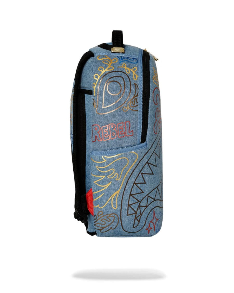 Sprayground Denim-Texture Backpack