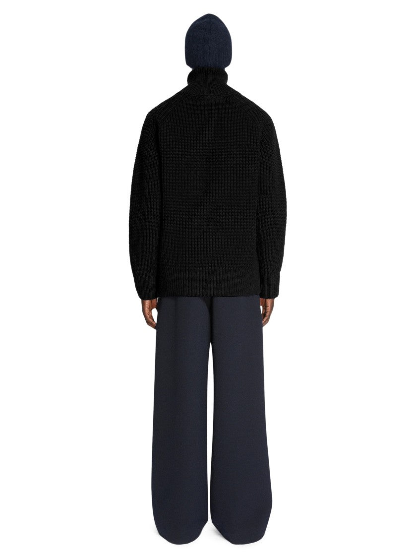 Dries Van Noten Classic Deep Black Wool Sweater