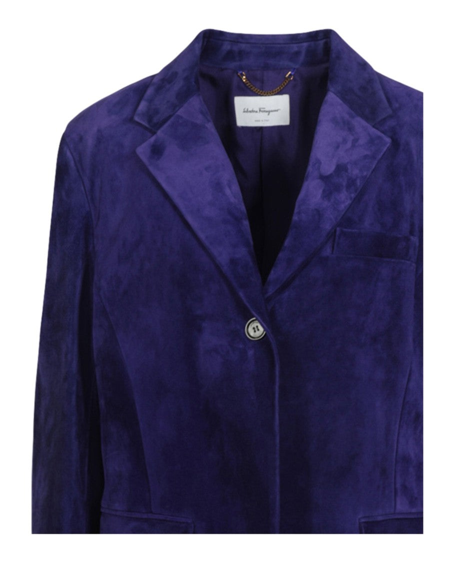 Ferragamo Notched Lapel Silk Blazer
