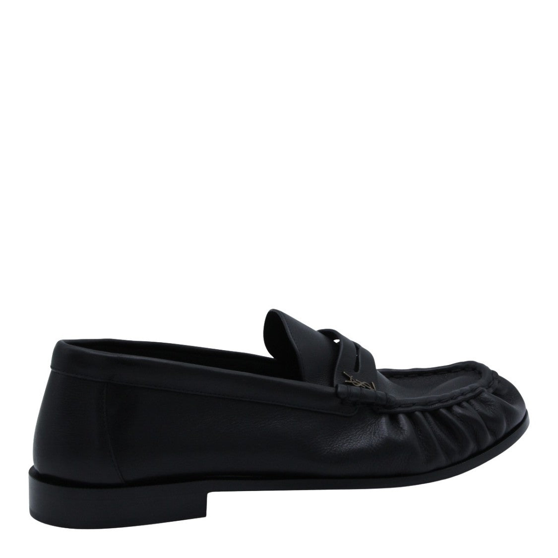 Saint Laurent Classic Black Leather Loafers With Gathered Detailing