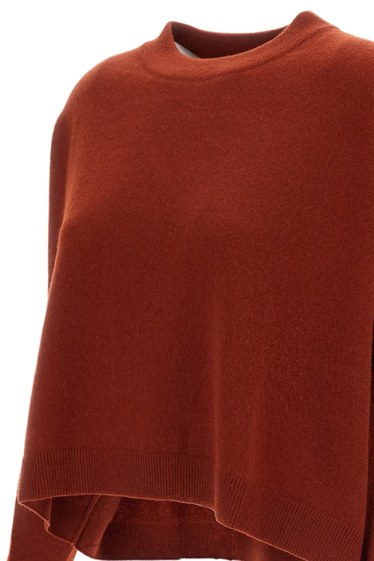 Dusan Orange Oversized Asymmetric Pure Cashmere Crewneck Sweater