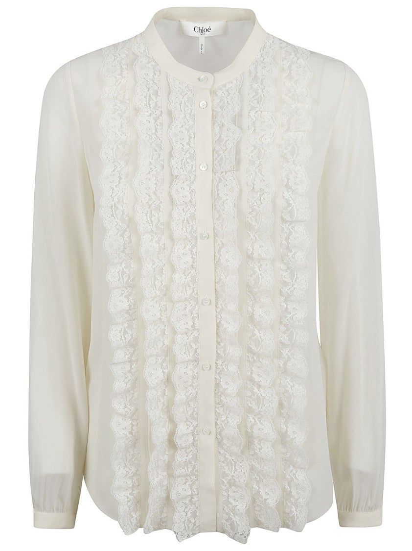 Chloé Silk Shirt With Delicate Lace Panel