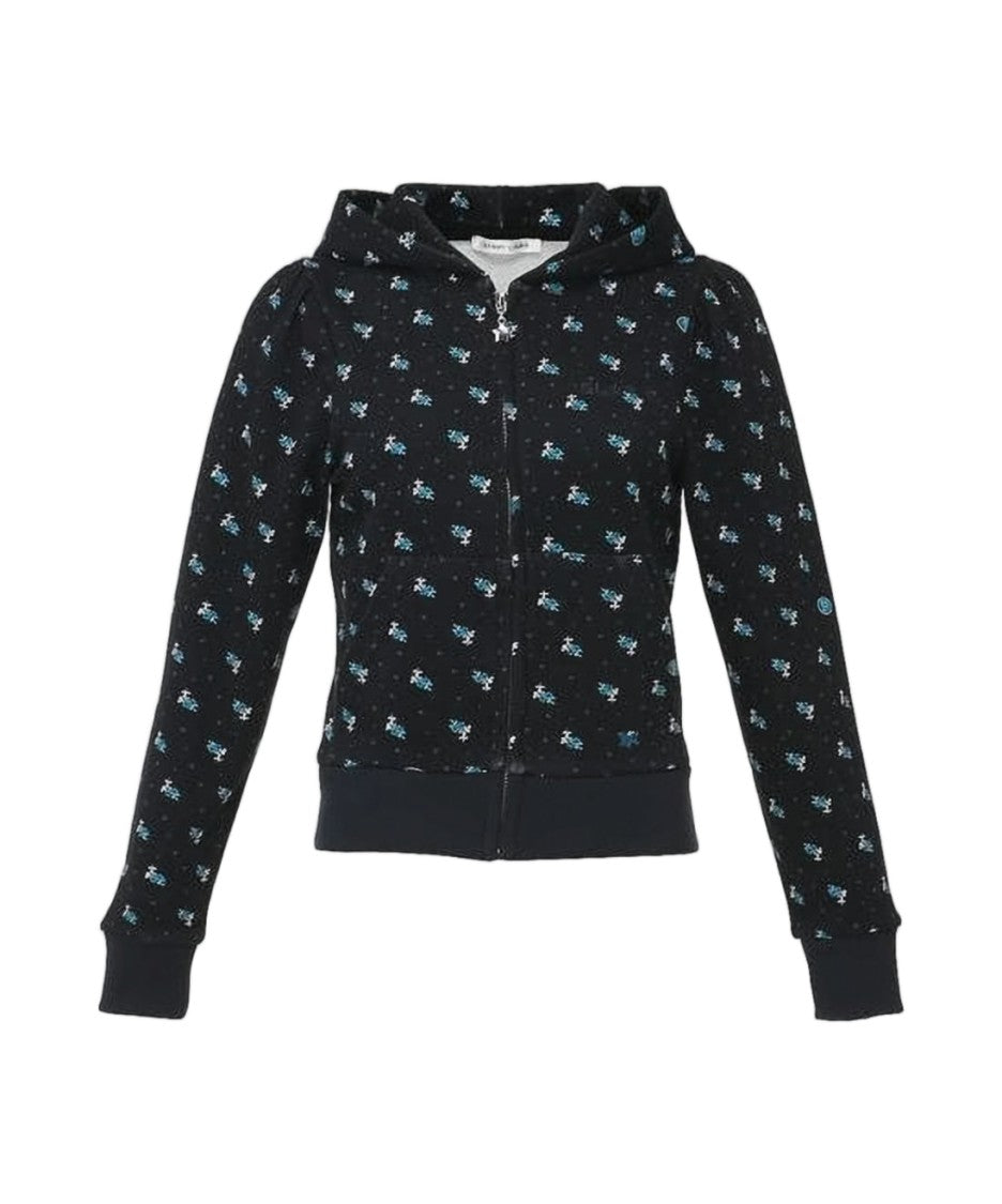 Sandy Liang Fitted Zip-Up Hoodie With Floral Motifs