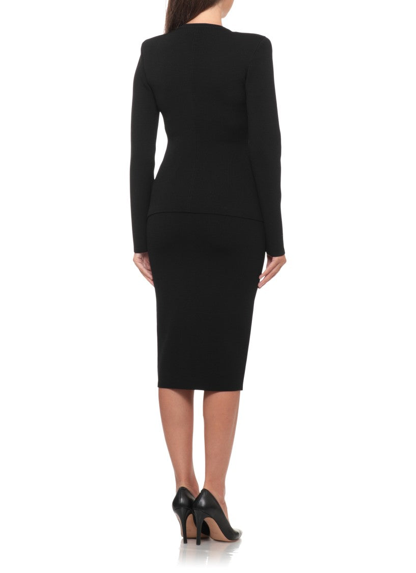 Elisabetta Franchi Tailored Black Knit Sweater With Maxi Gold Zippers