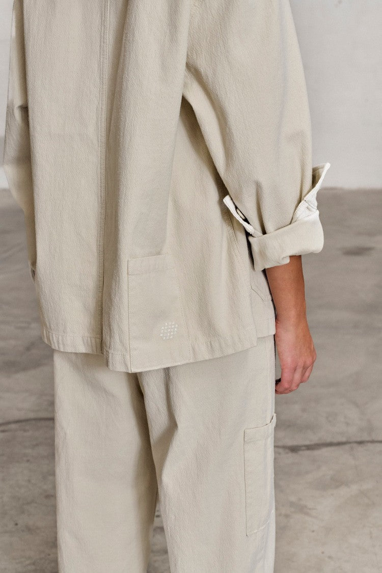 Bepositive Distressed Canvas Painter Jacket With Embroidered Detail