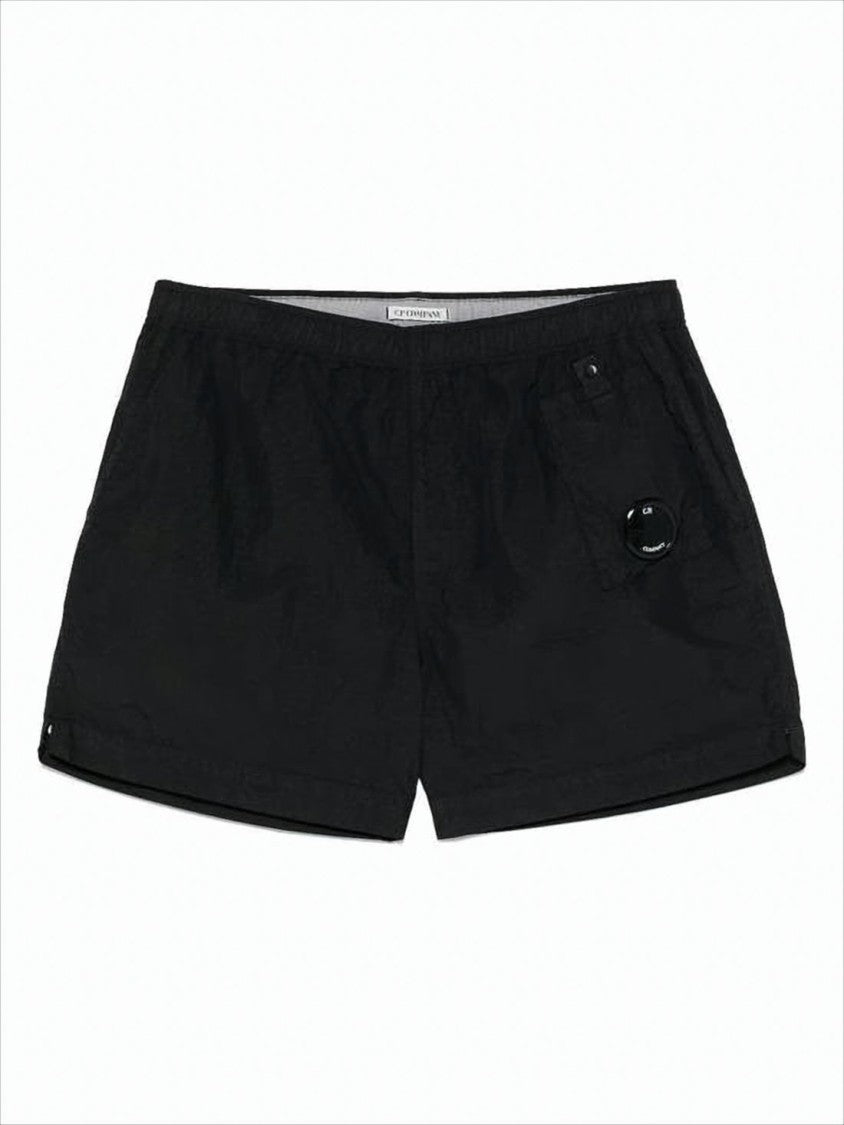 C.P. Company Minimalist Black Shorts With Elastic Waistband