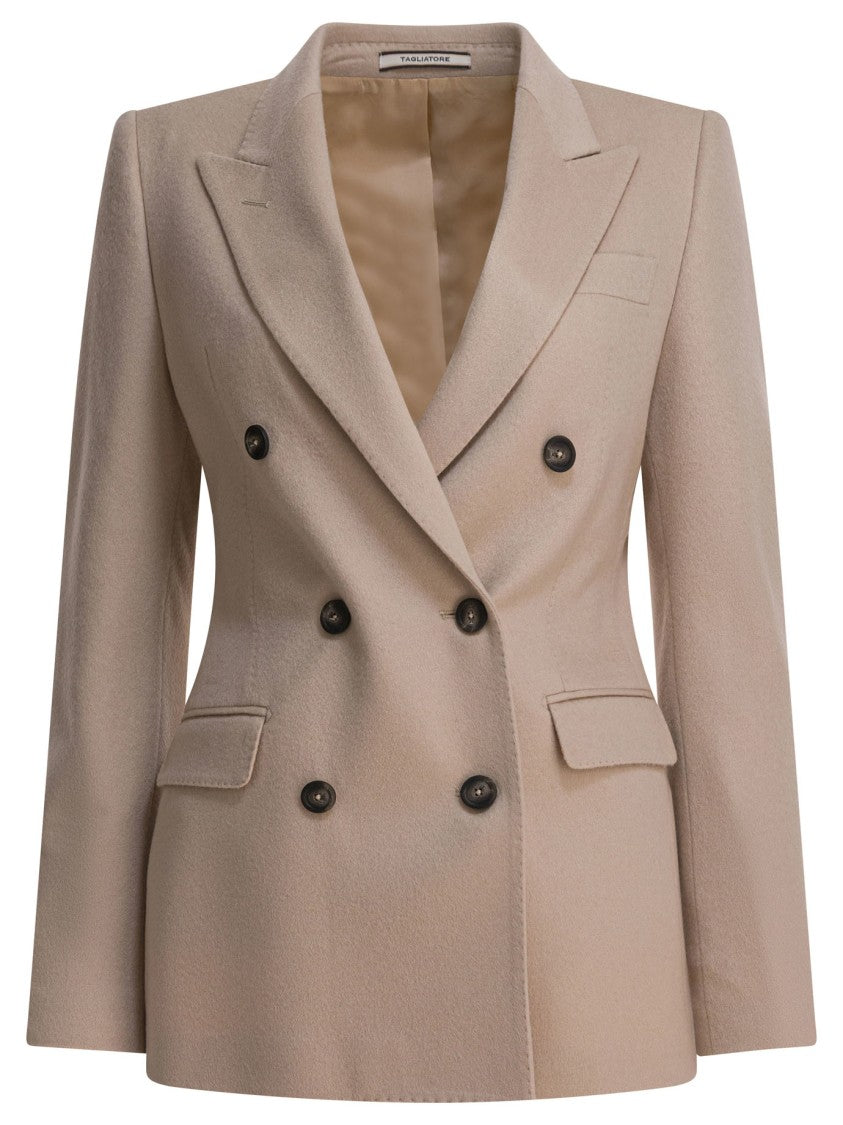 Tagliatore Tailored Double-Breasted Cashmere Jacket With Wide Lapels