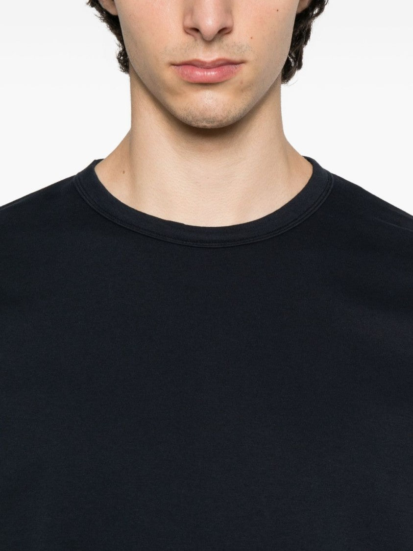 C.P. Company Dark Blue Cotton Sweatshirt With Signature Sleeve Logo